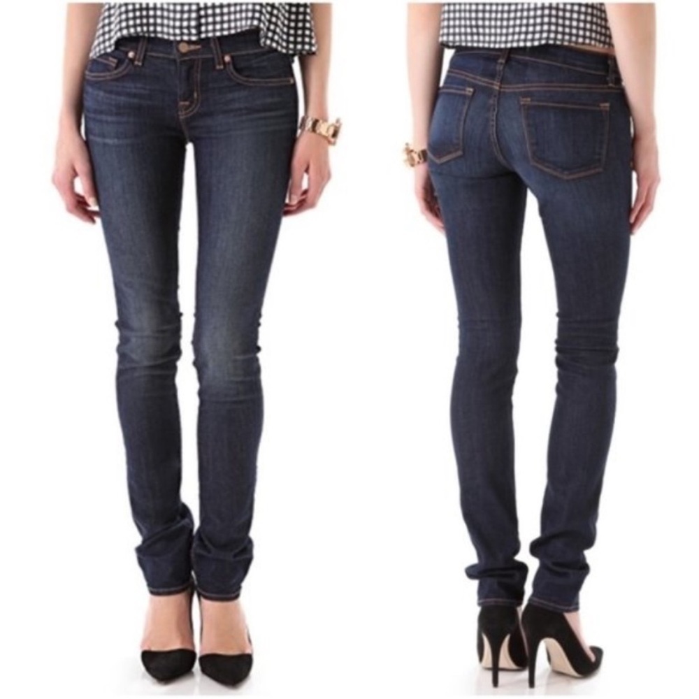 J Brand Dark Vintage Low Rise Blue Skinny Jeans Sleek Fit Size 25